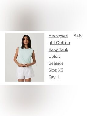 NWOT Vuori Heavyweight Cotton Easy Tank Sz XS